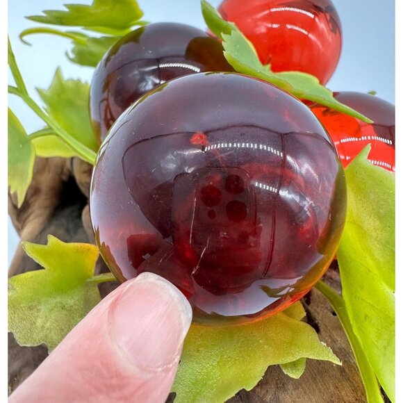 Vintage Lucite Grapes Red Burl Wood Mid Century Modern Decor Driftwood Acrylic - Picture 7 of 10